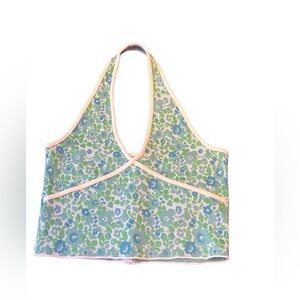 NWT Zara Floral Knit Halter Top - Blue & Green - Size Large